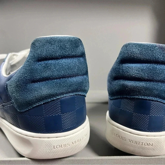Louis Vuitton Blue Leather and Suede Low Top Sneakers Size US MENS12 - Picture 9 of 13
